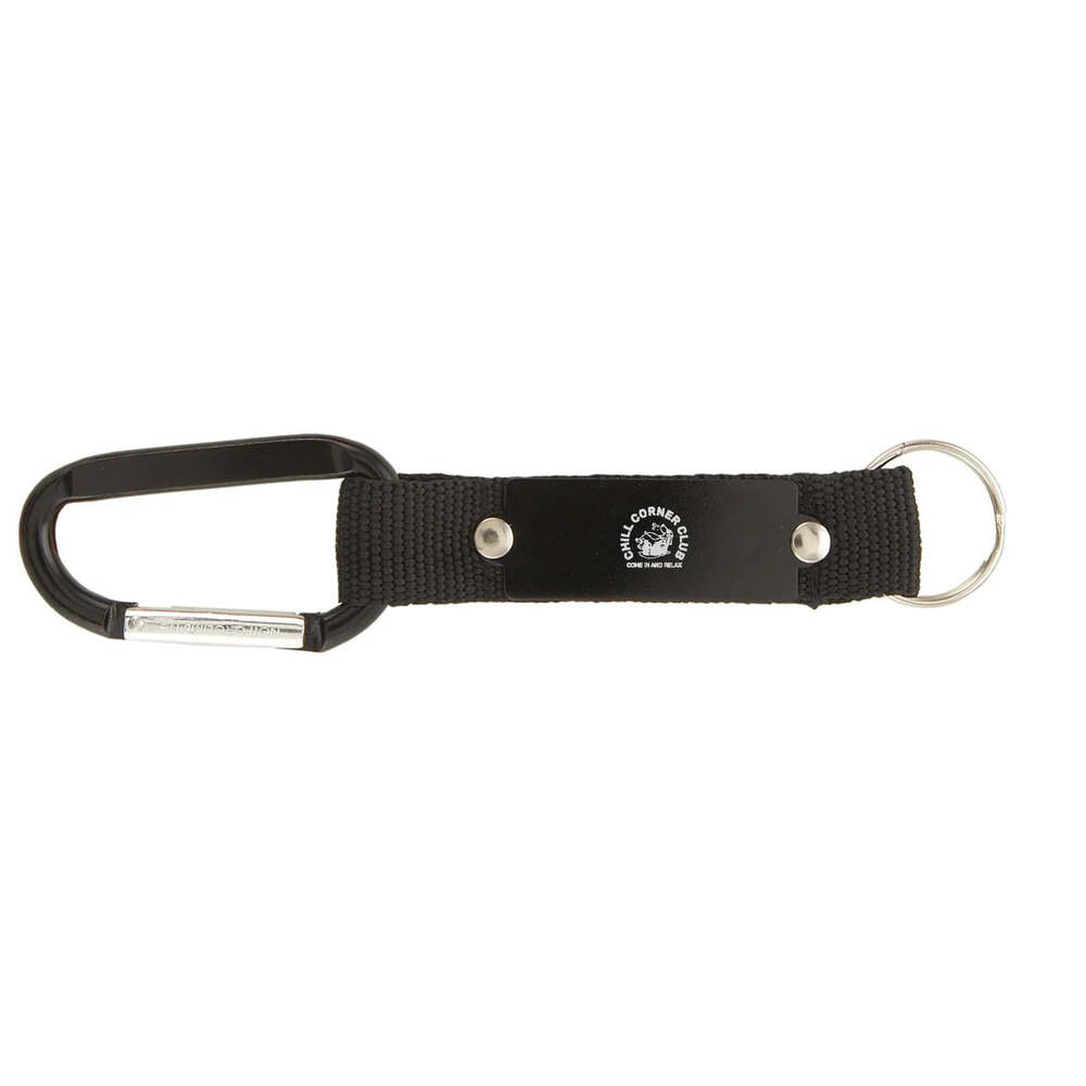Chill Corner Club Black Carabiner Keychain Nylon Webbing StrapBelt Clip Key Ring